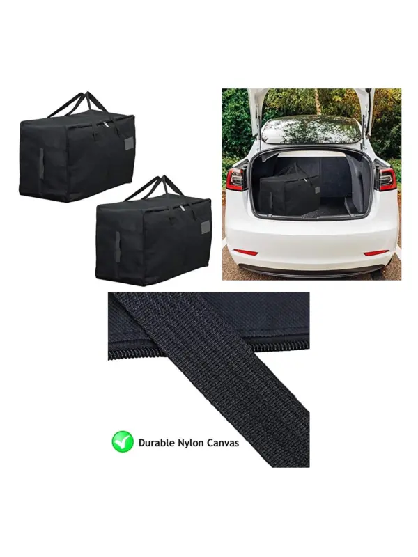 2-Pack 100L Black Canvas Car Trunk Organizer – XL Travel Storage