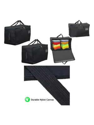 2‑Pack 100L Black Canvas Wardrobe Organizer for Clothes & Shoes