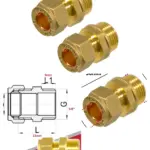 2-Pack 10mm × 3/8 BSP Male Brass Straight Compression Pipe Coupler