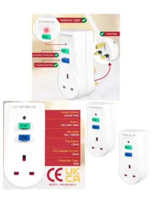 2‑Pack 13A RCD Plug for Mower, Strimmer & Hedgecutter – UK 3‑Pin 230V
