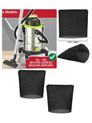 2-Pack 22 cm Foam Filter Sleeve for Guild 16L/30L Wet‑Dry Vacuums