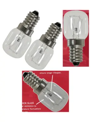 2 Pack 25W Oven Light Bulb E14 Base SES Screw In Lamp for Cookers