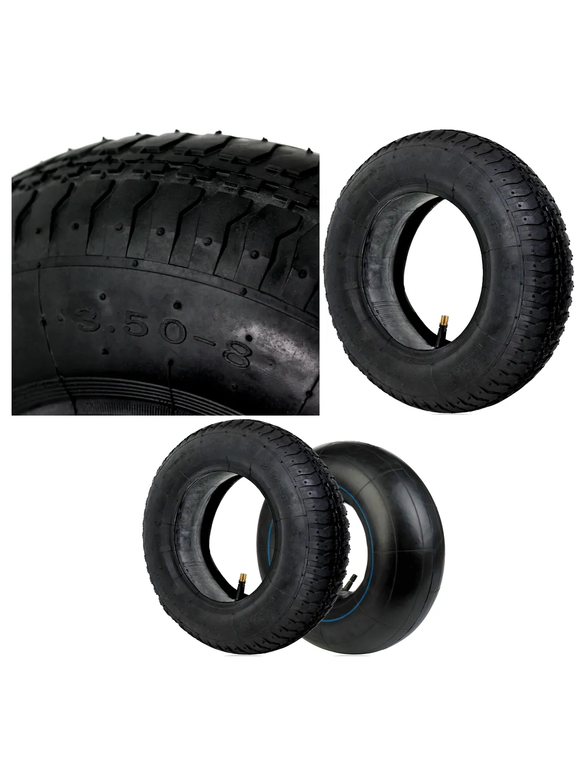 2 Pack 3.50-8 Pneumatic Inner Tubes for Wheelbarrow, Scooter & Trolley