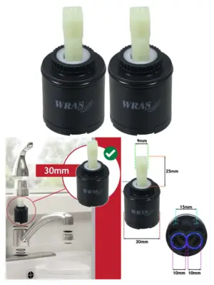 2-Pack 30mm Single-Lever Mixer Tap Cartridge for Sink & Bath