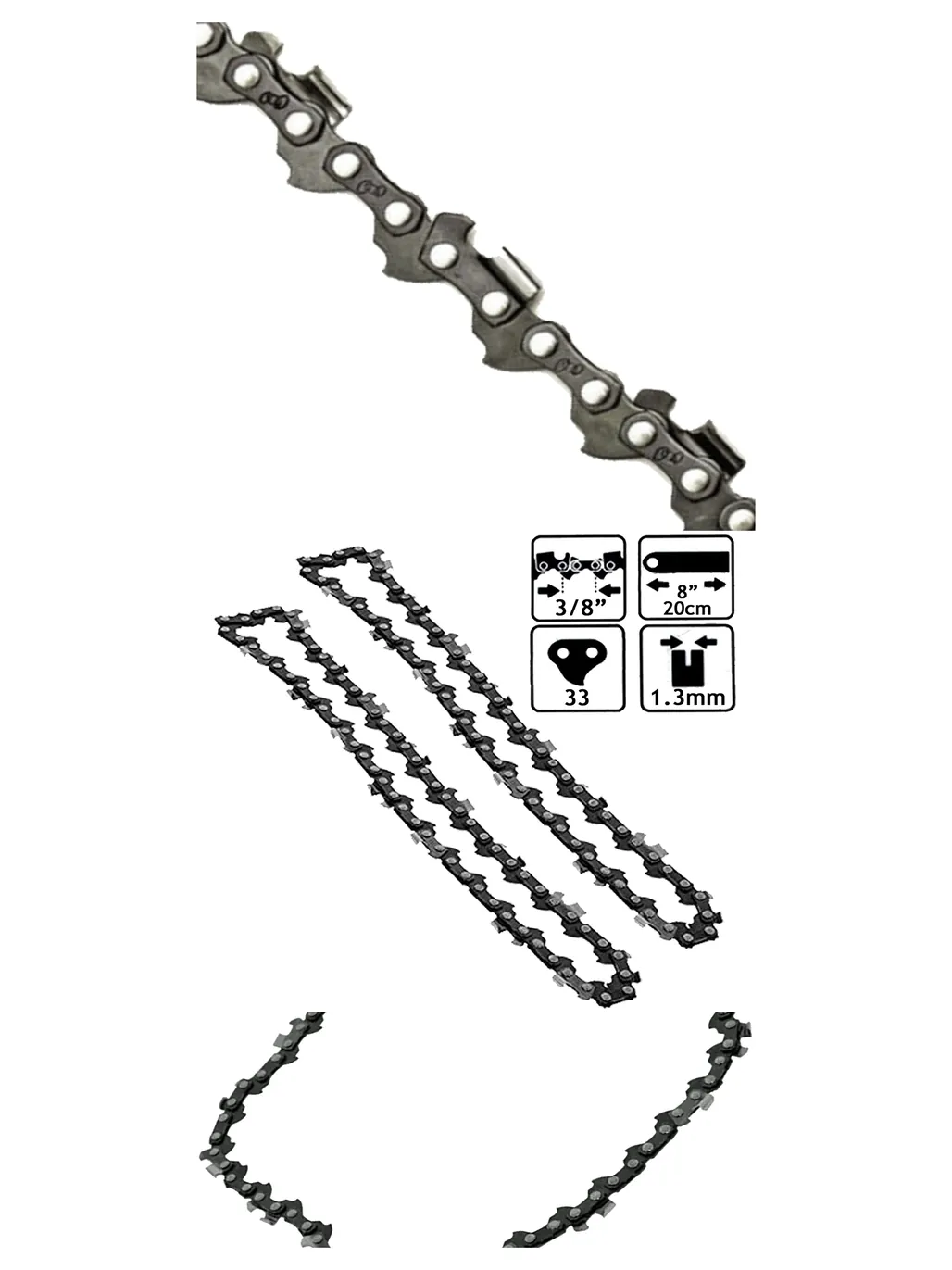 2-Pack 33-Link Saw Chain for Qualcast YT4348, 20 cm Bar