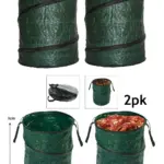 2 Pack 90L Collapsible Garden Trash Bin with Handles – Reusable