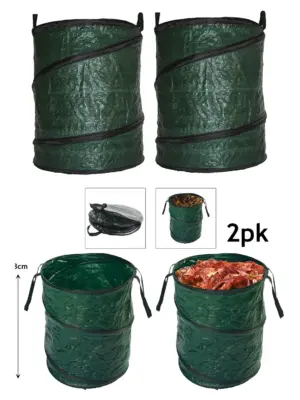 2 Pack 90L Collapsible Garden Trash Bin with Handles – Reusable
