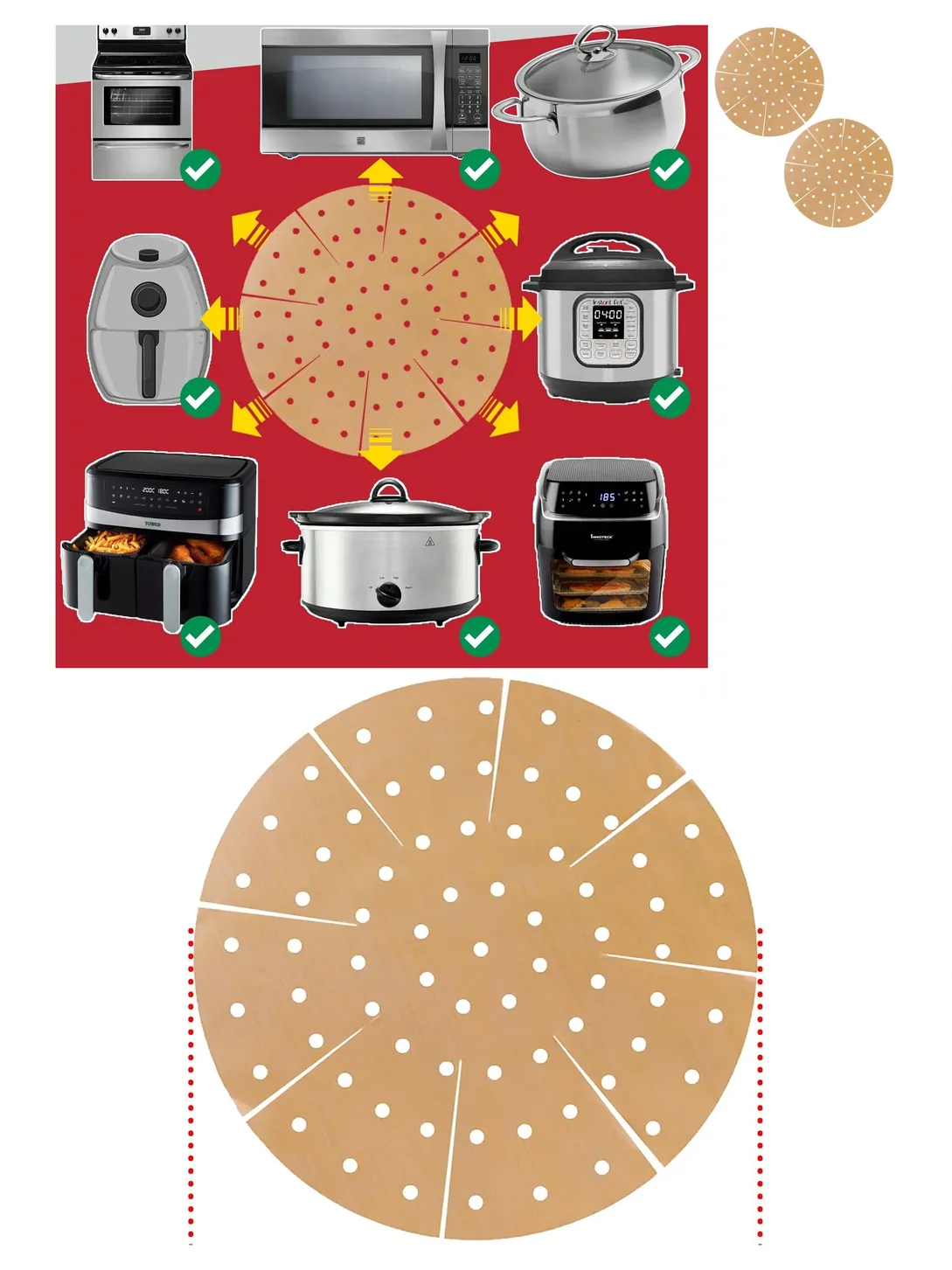 2‑Pack Brown Non‑Stick Perforated Air Fryer & Multi‑Cooker Drawer Mats