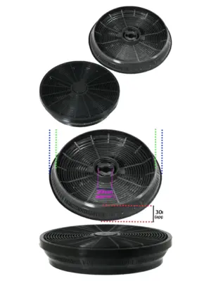2‑Pack Carbon Charcoal Filter for Kitchen Range Hood & Exhaust Vent