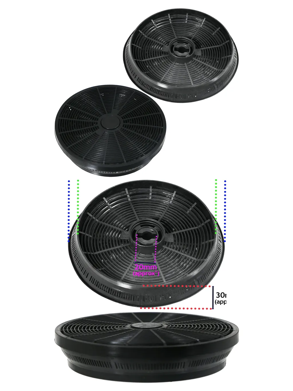 2‑Pack Carbon Charcoal Filter for Kitchen Range Hood & Exhaust Vent