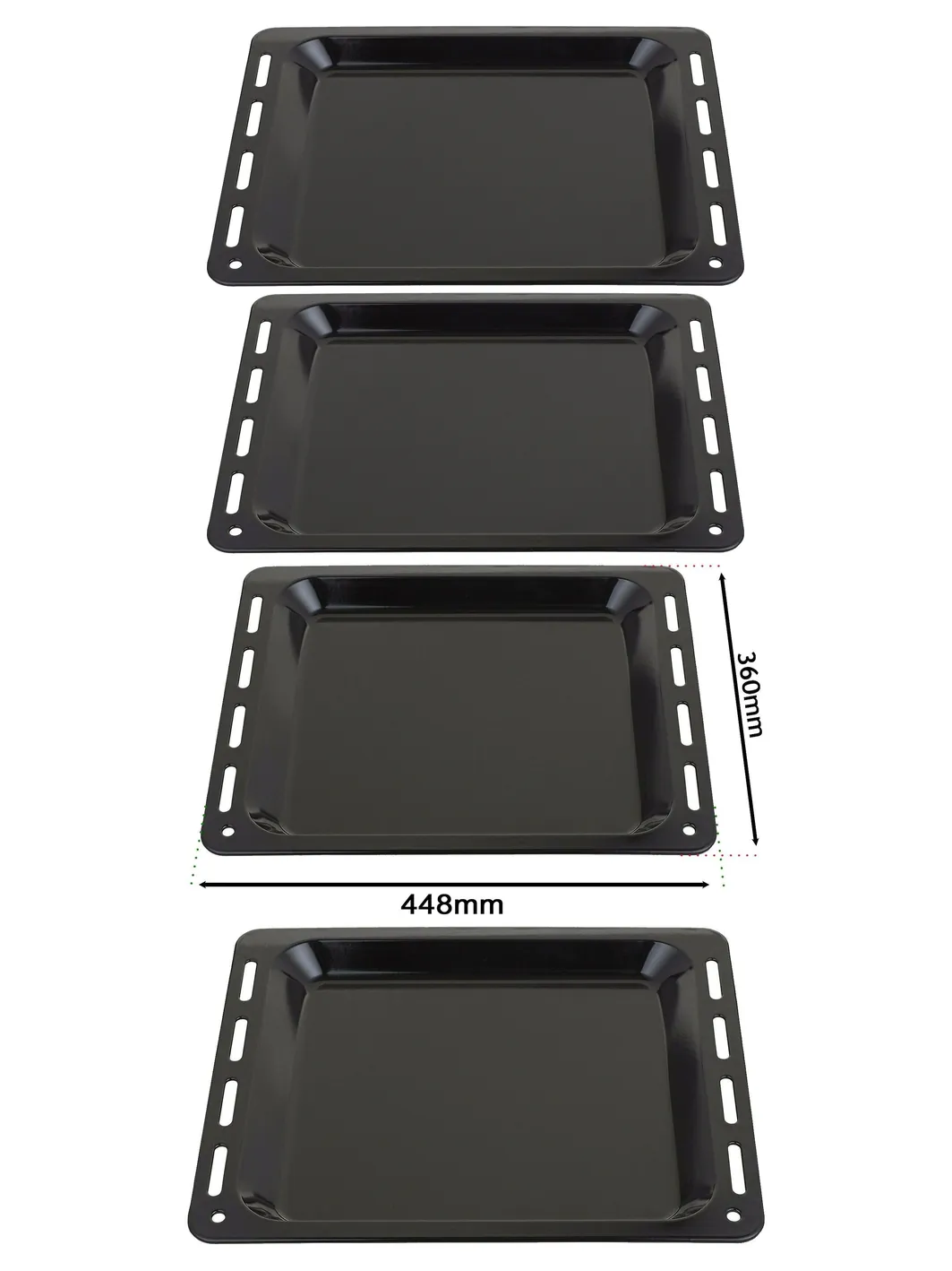 2‑Pack Enamel Baking Tray – 448×360×25 mm Oven Pan for Britannia