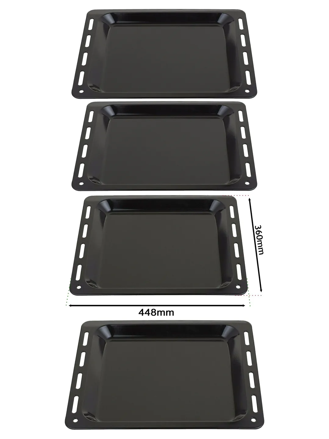 2‑Pack Enamel Baking Tray – 448×360×25 mm Oven Pan for Caple Cookers