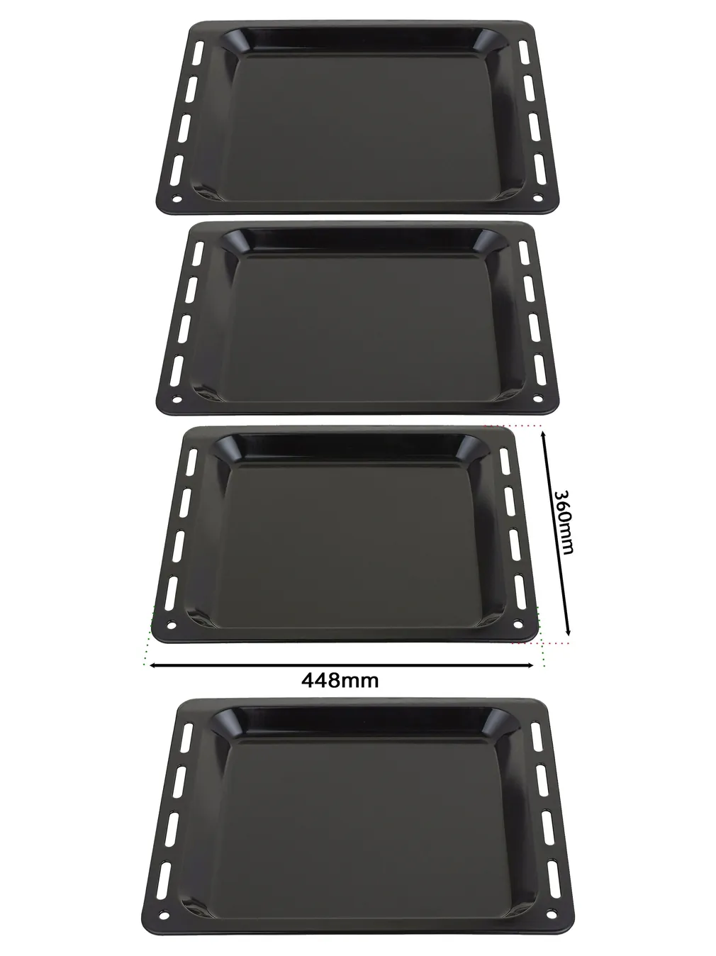 2‑Pack Enamel Baking Tray for Schreiber Oven – 448 mm x 360 mm, 25 mm