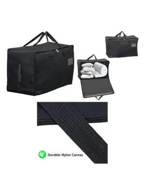 2-Pack Extra Large Black Canvas Duvet & Pillow Storage Bags 100L