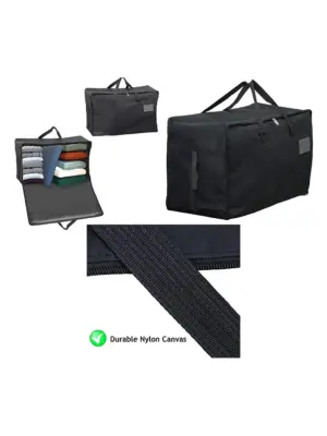 2-Pack Extra Large Black Canvas Patio Chair Cushion Storage Bag 100L
