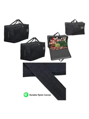 2-Pack Extra Large Black Canvas Tree Storage Bags - 100L Holiday Decor