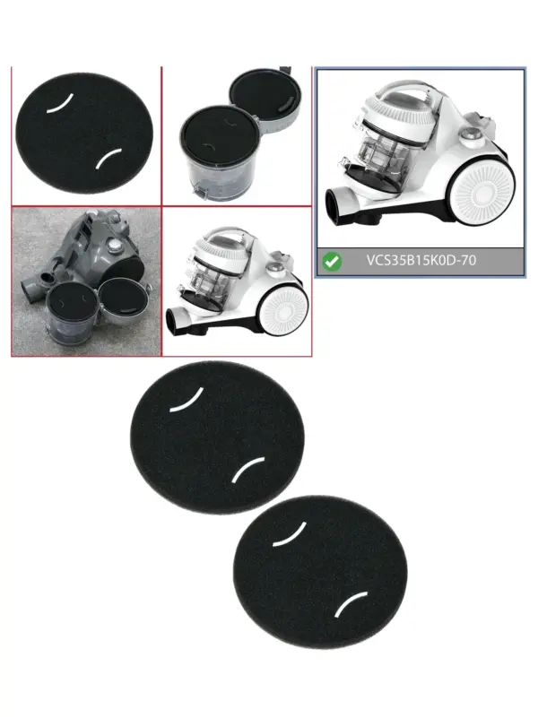2-Pack Foam Filter for Bush VCS35B15K0D-70 Cylinder Vacuum
