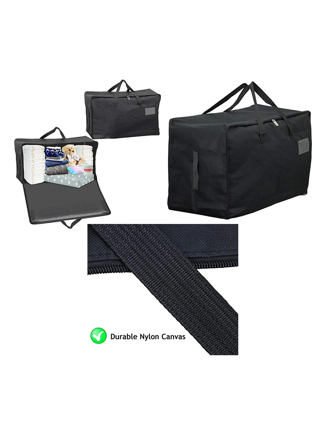 2-Pack Large Black Canvas Baby Diaper Changing Bag – 100L Storage