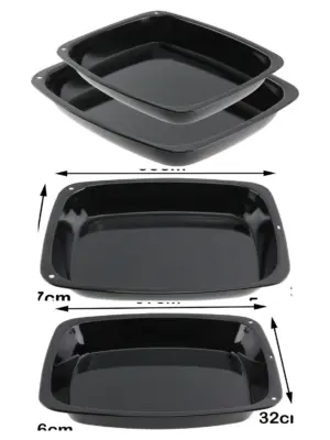 2-Pack Large Non-Stick Enamel Oven Roasting Trays - Deep Baking Sheets