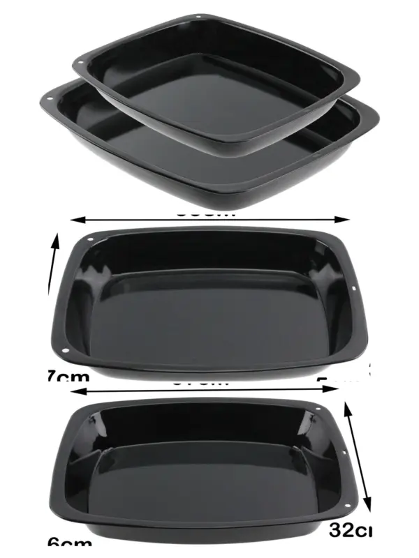 2-Pack Large Non-Stick Enamel Oven Roasting Trays - Deep Baking Sheets