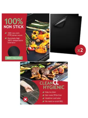 2‑Pack Large Non‑Stick Teflon BBQ Grill Liner for Gas Grills