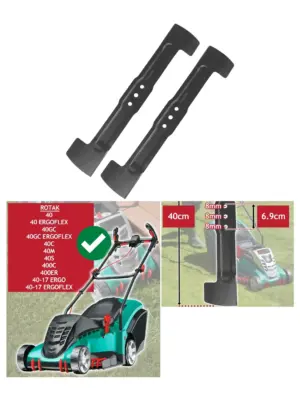 2‑Pack Metal 40 cm Blade for Bosch Rotak Ergoflex Lawn Mowers