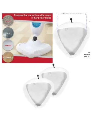 2 Pack Microfibre Pads for Pifco Steam Mop PS001 – 6/10/12‑in1