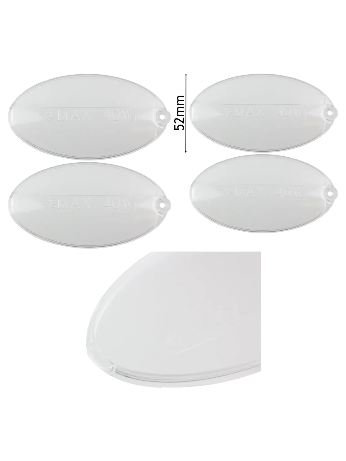 2-Pack Oval Kitchen Hood Light Diffuser Lens Cover 100×52 mm