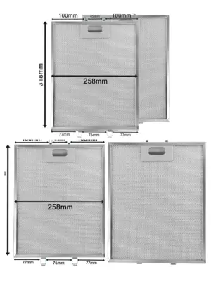 2 Pack Silver Metal Mesh Hood Filter 318x258mm for Cooker Hoods