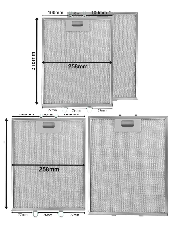 2 Pack Silver Metal Mesh Hood Filter 318x258mm for Cooker Hoods