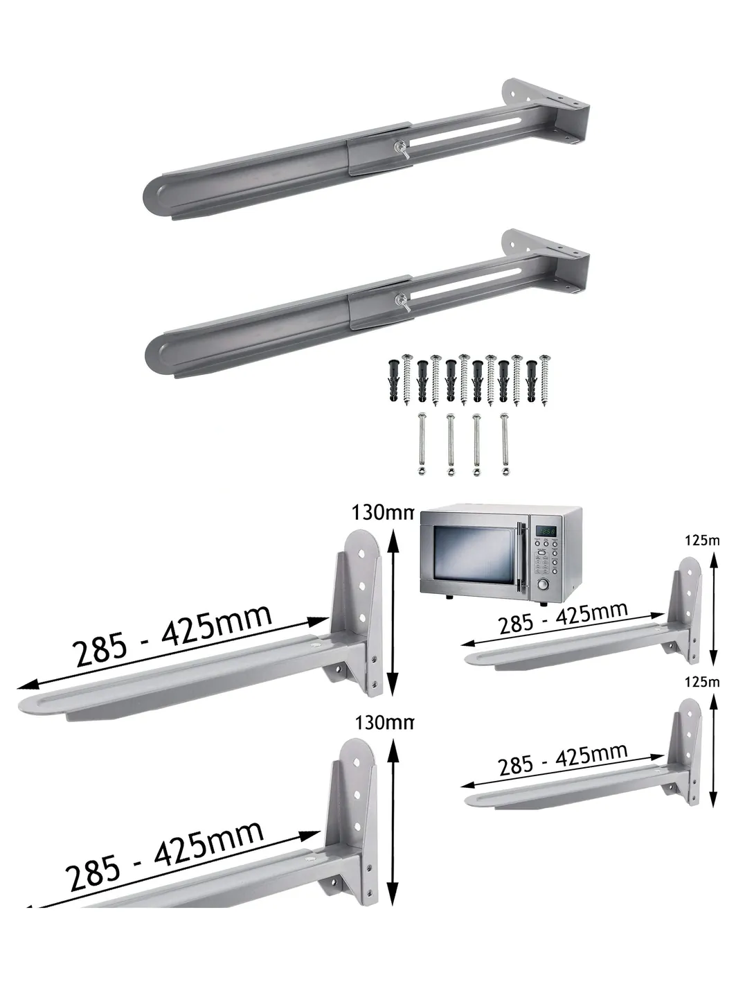 2 Pack Silver Wall‑Mount Brackets for Hotpoint Microwaves