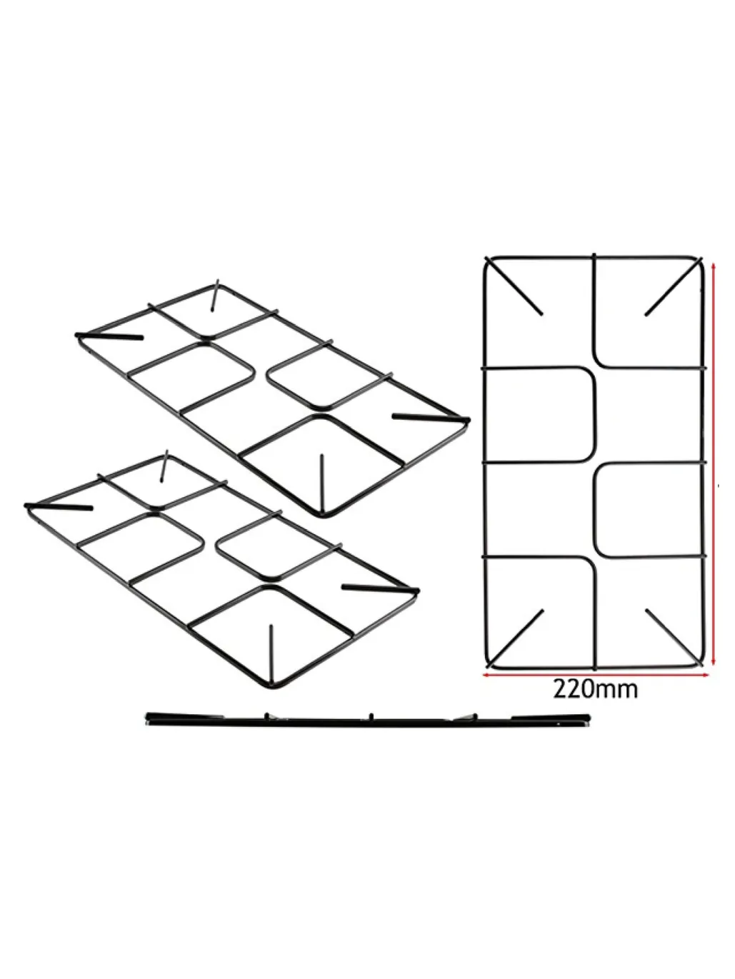 2‑Pack Small Pan Support Grid for Flat Gas Hob – 450 mm x 220 mm