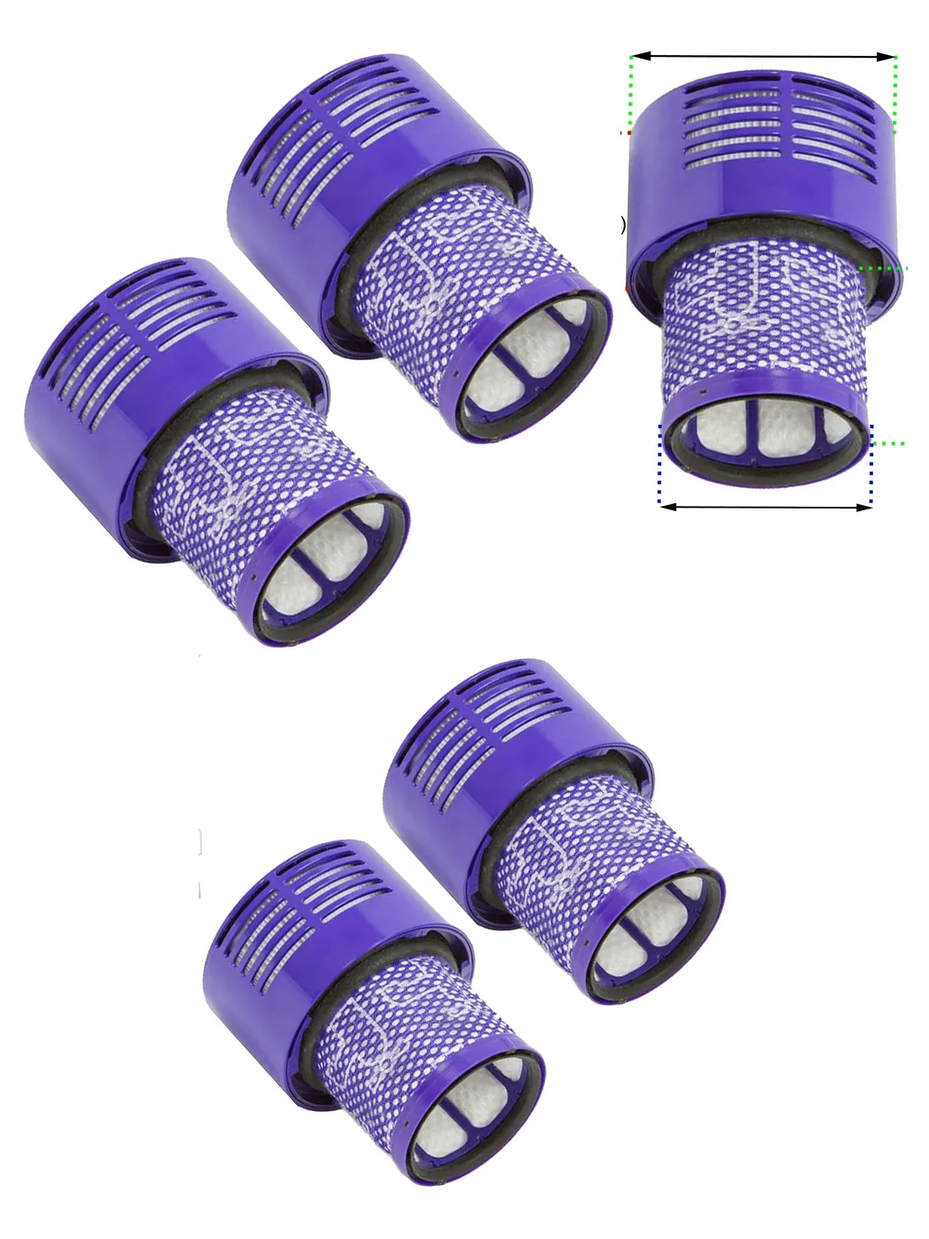 2-Pack Washable HEPA Filter for Dyson V10 & V12 Cyclone Vacuum