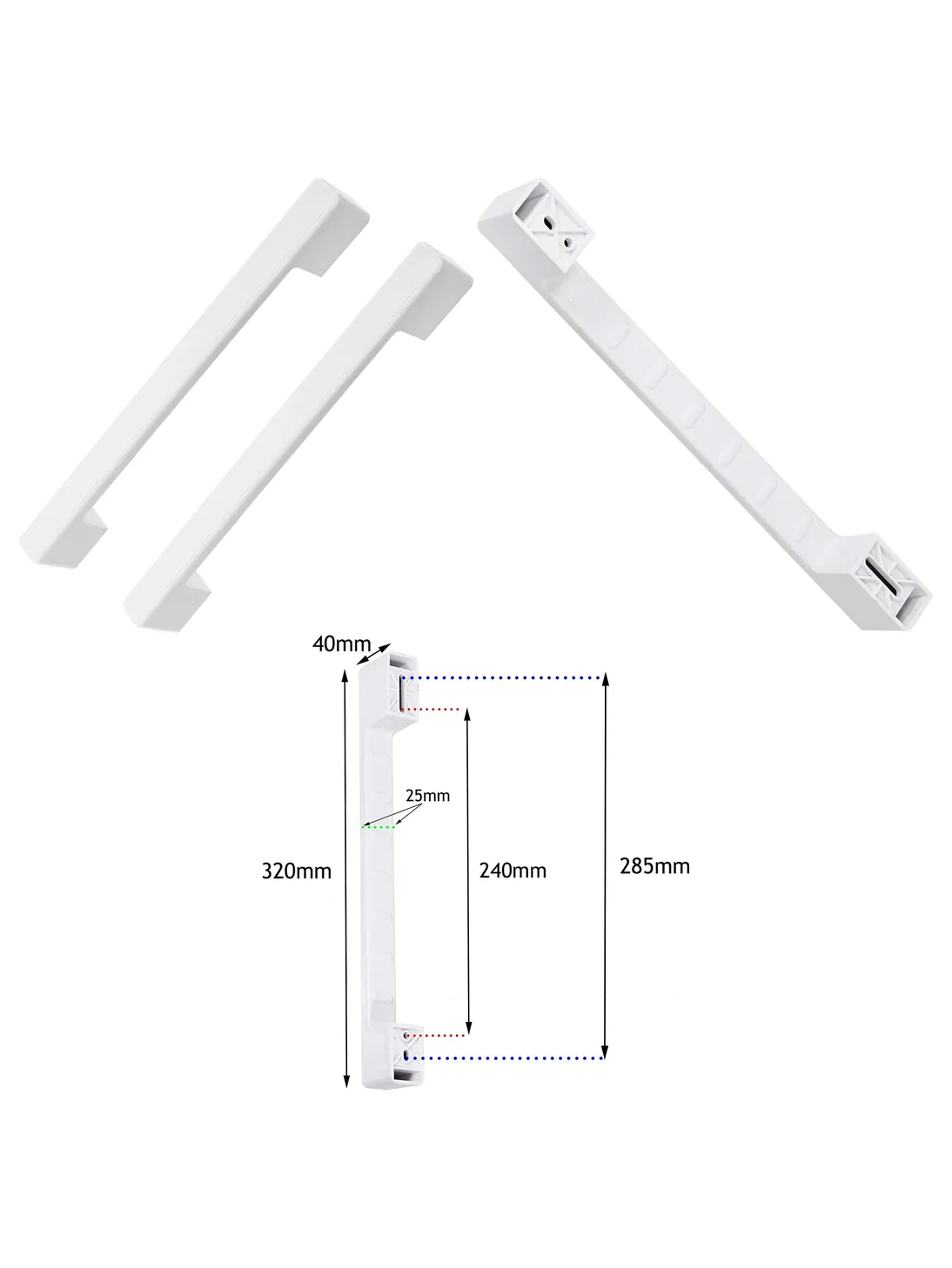 2‑Pack White Adjustable Bar Handles for Chest Freezers & Commercial Fridges – 320 mm