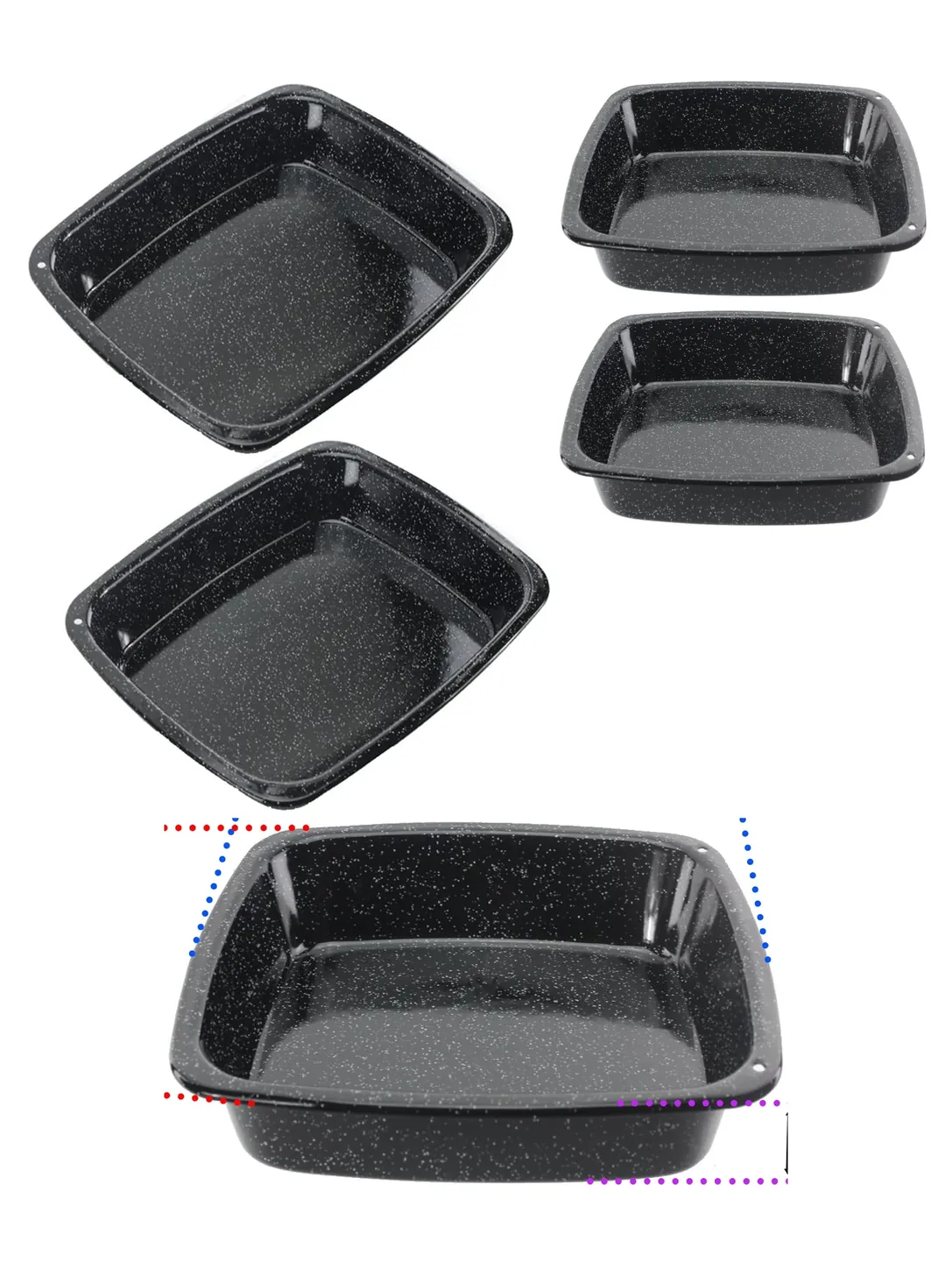 2‑Pack White Enamel Deep Oven Roasting Tray – Non‑stick Baking Sheet