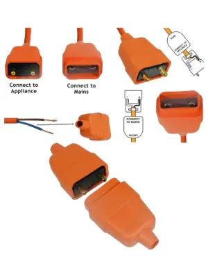 2‑Pin Lawn Mower Cable Repair Kit – Plug & Socket Coupler for Trimmers