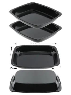 2 Small Deep Enamel Non‑Stick Roasting Pans for Oven & Cooker