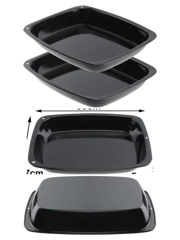 2 Small Deep Enamel Non‑Stick Roasting Pans for Oven & Cooker