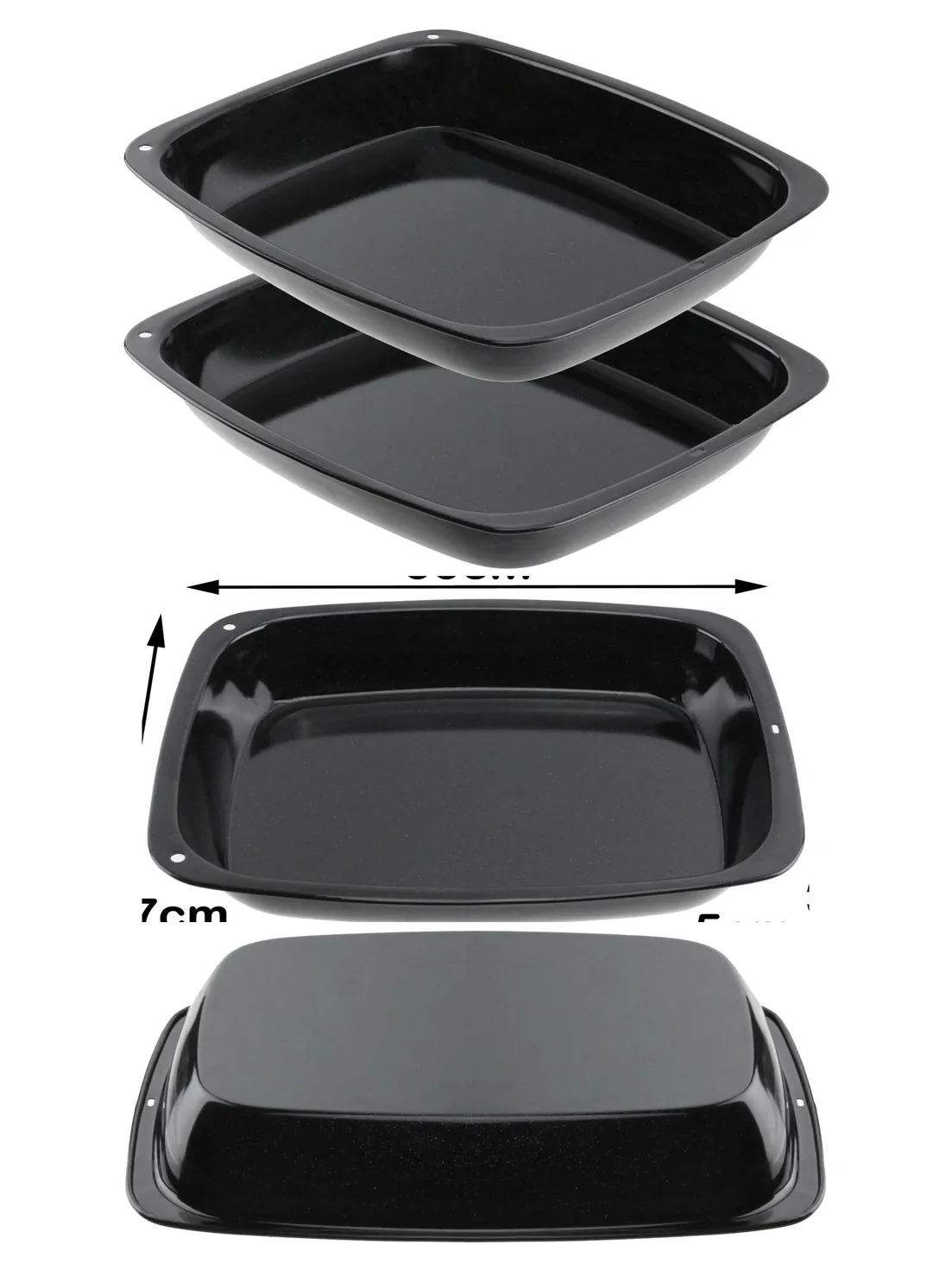 2 Small Deep Enamel Non‑Stick Roasting Pans for Oven & Cooker