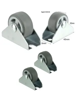 2 x 32mm Rubber Caster Wheels – Fixed Middle, 1" Mini Trolley