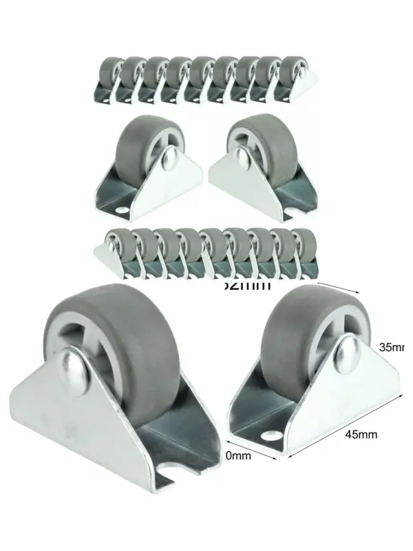 20 Pack 32mm Rubber Fixed Caster Wheels for Small Trolleys