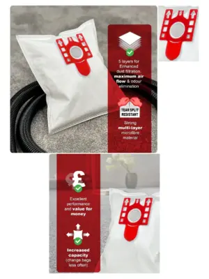 20-Pack Microfibre Filter Bags for Miele FJM 9917710 C1-C3 S4210 S6210