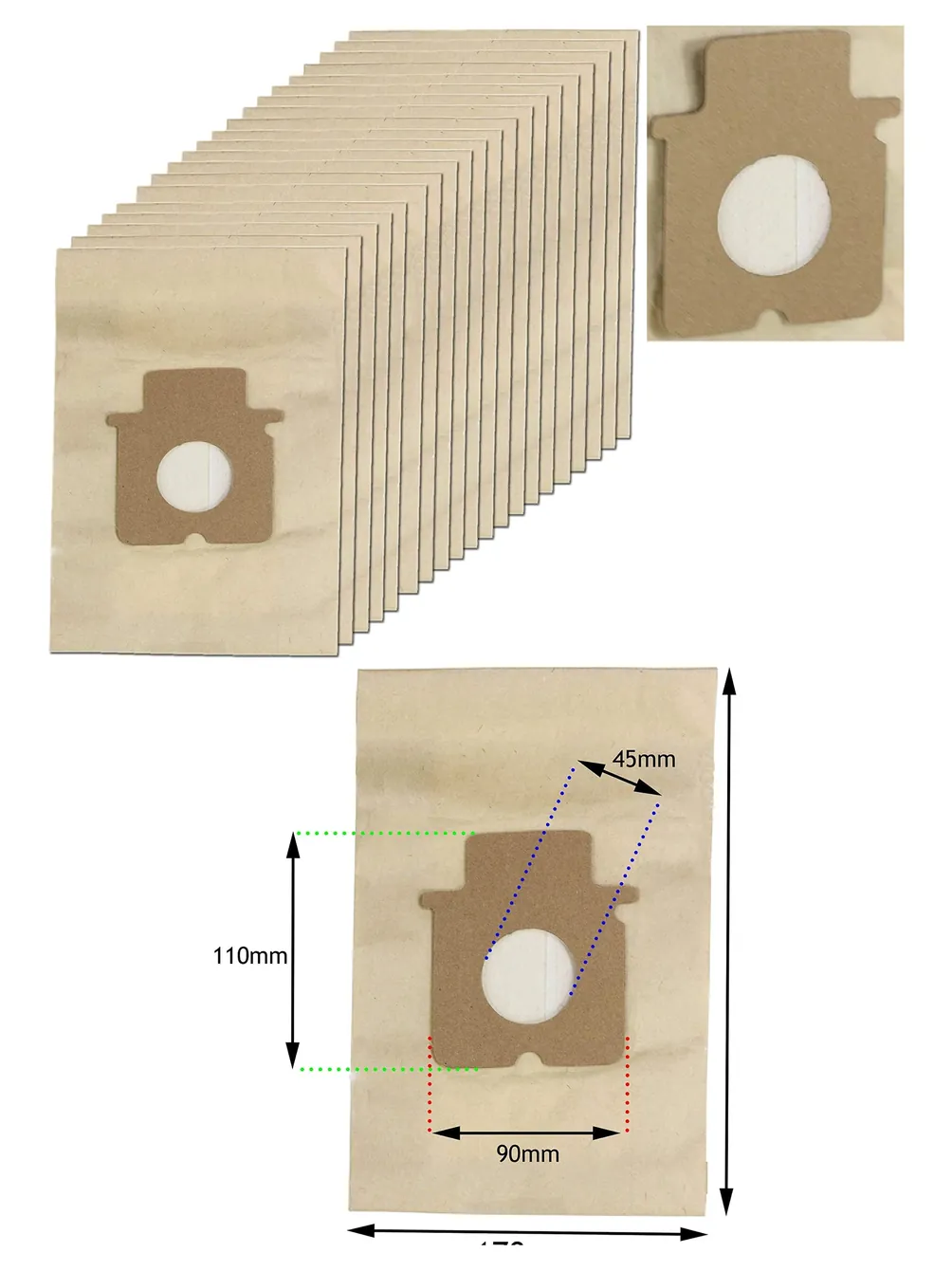 20-Pack Replacement Dust Bags for Panasonic MC‑E Vacuum Cleaner