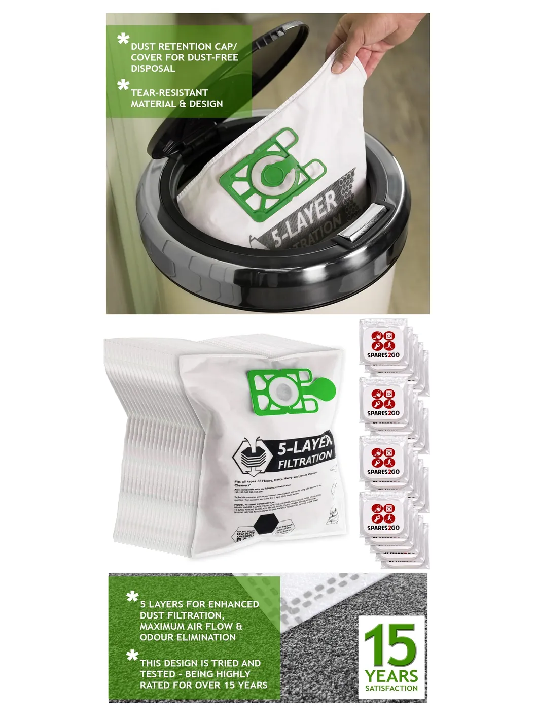 20 Pack Titan TTB671VAC 800W Dry Vacuum Dust Bags with Fresheners