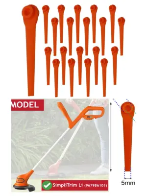 20 Plastic Blades for Flymo SimpliTrim Battery Grass Trimmer