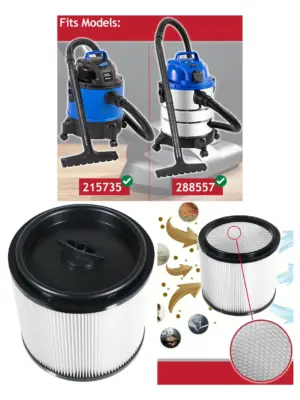 20L Wet/Dry Cartridge Filter for Wickes 1250W Vacuum