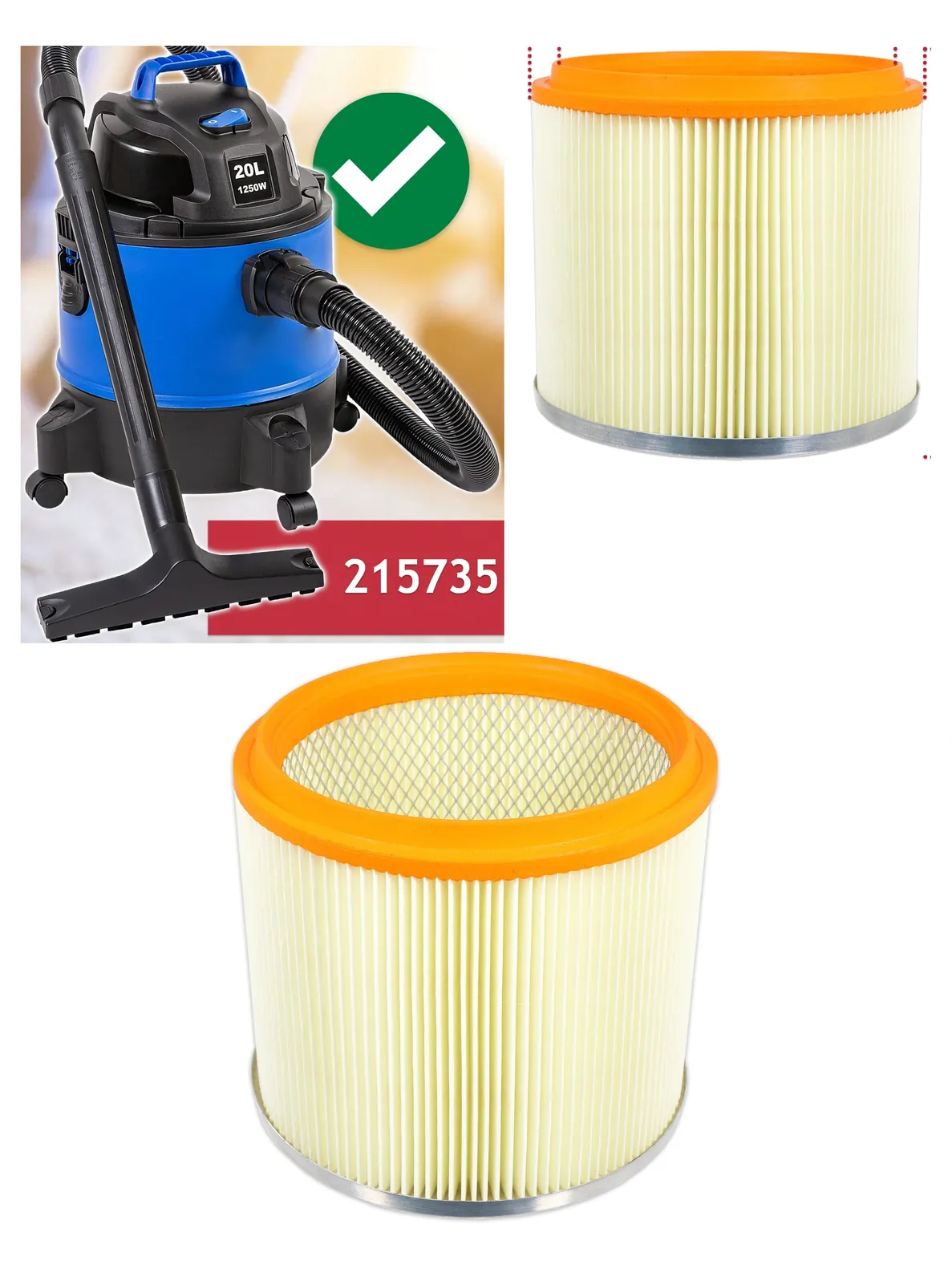20L Wet/Dry Vacuum Cartridge Filter – Fits Wickes 215735
