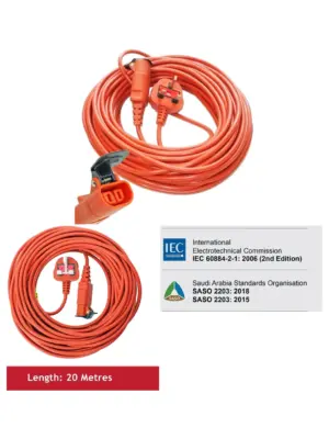 20m Flymo Cable with Lead Plug for Lawn Mower & Hedge Trimmer