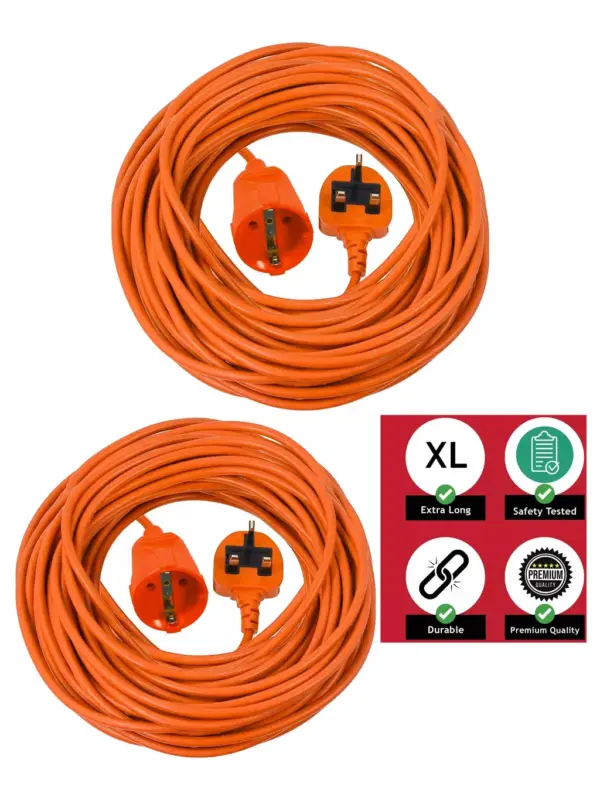20m Heavy-Duty UK Plug Power Cable for Qualcast Lawn Mower & Trimmer