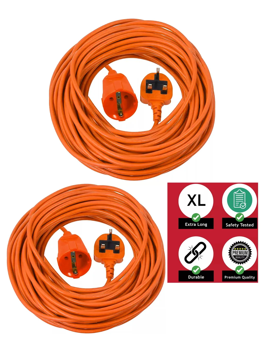 20m Heavy-Duty UK Plug Power Cable for Qualcast Lawn Mower & Trimmer